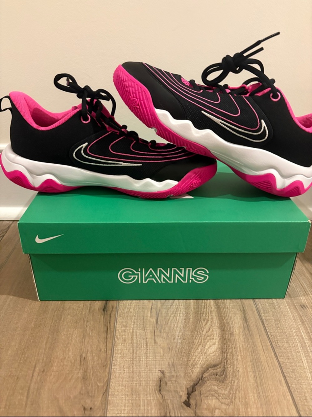 Nike Black & Hot Pink Giannis Low Basketball Sneakers